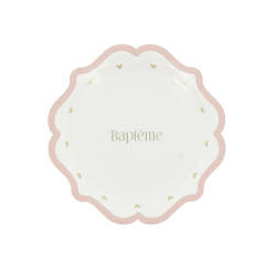 Petites Assiettes X8 "Baptême" Carton Ro