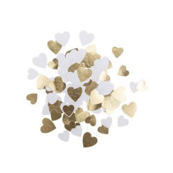 Confettis X100 Petits cœurs Blanc et Or
