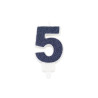 Bougie chiffre 5 paillettes marine