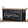 Coffre en métal noir "Organisé" Couvercle bois de sapin 51x27x27cm