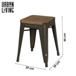 TABOURET SNACK METAL GRIS 39X39XH46CM IN