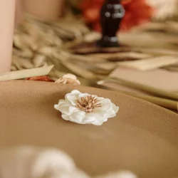 Fleurs en papier kraft et ivoire Lot de 6 D5cm