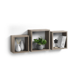 Lot de 3 étagères murales cubes chêne Gigognes 23x26.5x30cm