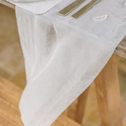 Chemin Table Voile Satiné Blanc 28cmx3m