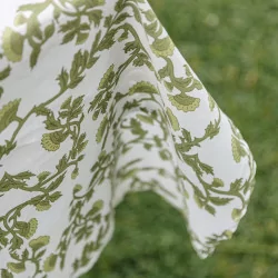 Nappe Botanica Verde tissu blanc et pistache 140x240cm