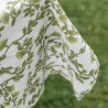 Mantel Botanica Verde tela blanca y pistacho 140x240cm