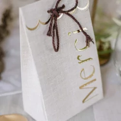 Sachets "Merci" effet lin et or Lot de 10