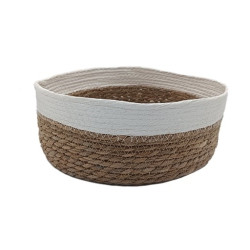 CORB. BASSE EN JONC "WHITE" GM 30XH12CM)