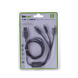TEKMEE CABLE ROND 3-EN-1 1M NYLON TRESSE