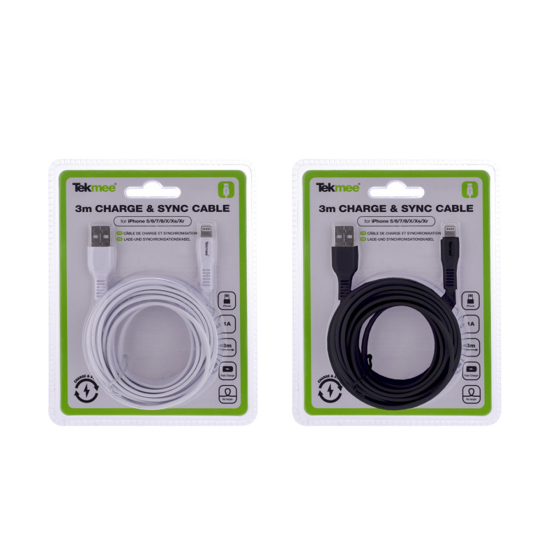 TEKMEE 3M LIGHTNING FLAT TPE CABLE