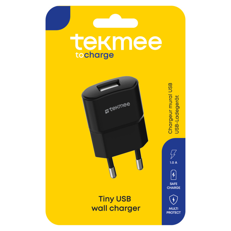 Prise de charge USB 1A noire Prise de charge USB 1A noire