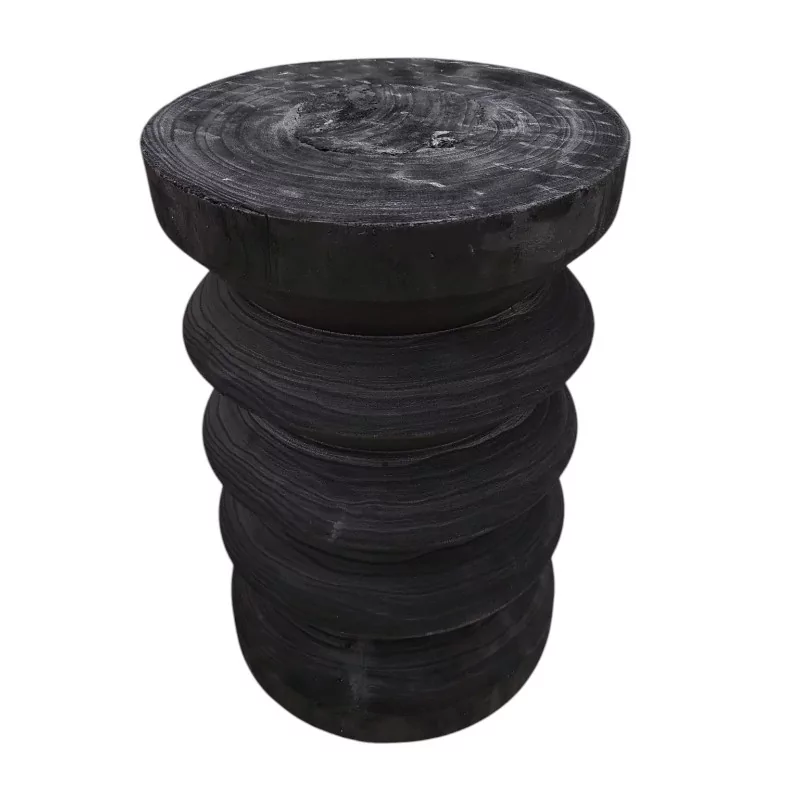 Tavolino in paulonia nera D30xH45cm sgabello