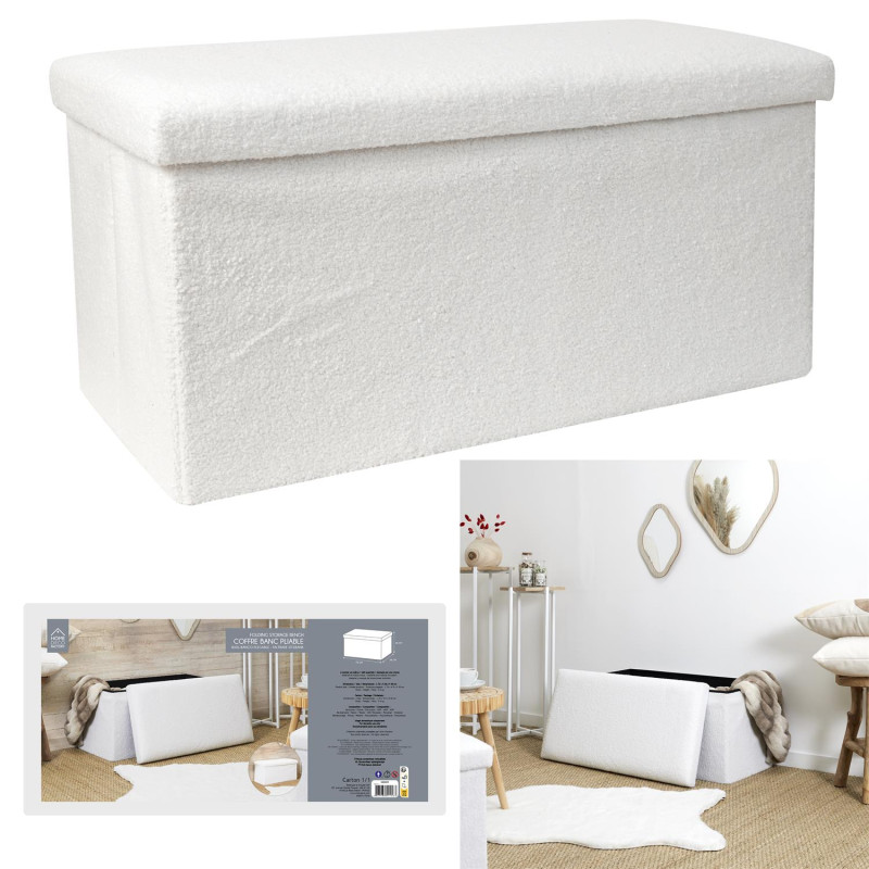 COFFRE BANC PLIABLE BOUCLETTE BLANC