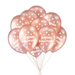 SACHET 8 BALLONS ANNIVERSAIRE BLUSH