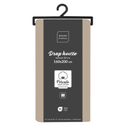 DRAP HOUSSE PERCALINE SABLE 160x200CM