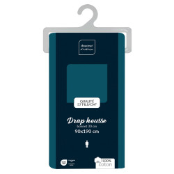 Drap housse Lina bleu 90x190cm
