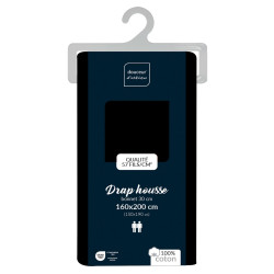 DRAP HOUSSE LINA NOIR 160x200CM