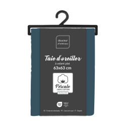 TAIE OREILLER PERCALINE BLEU NUIT 63x63C