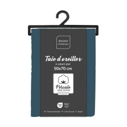 Taie d'oreiller percaline bleu nuit 50x70cm