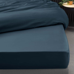 Drap housse percaline bleu nuit 140x190cm