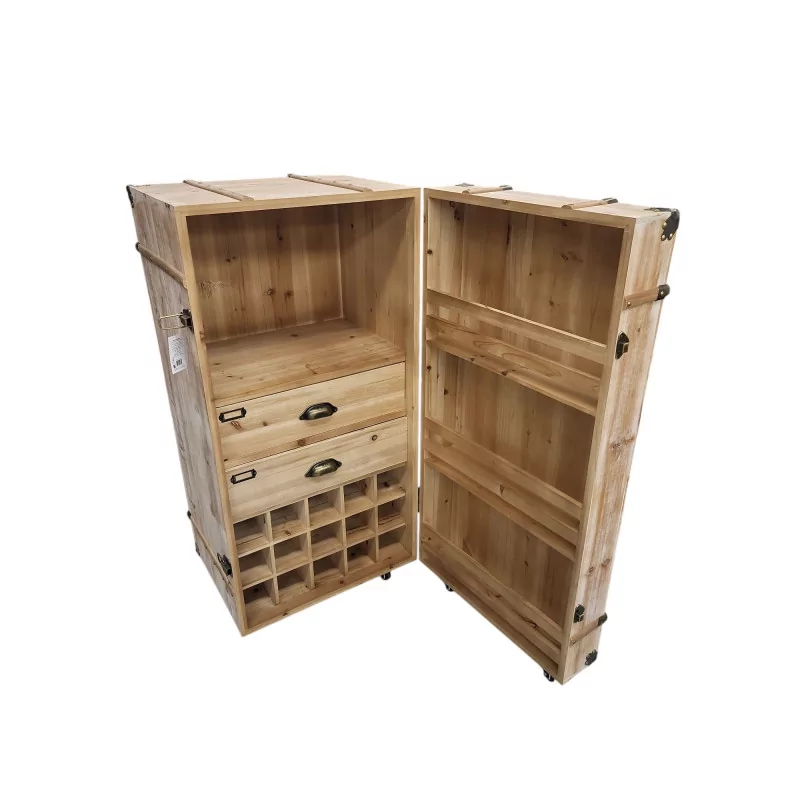 Bar sur roulettes "Wood" MDF et pin
