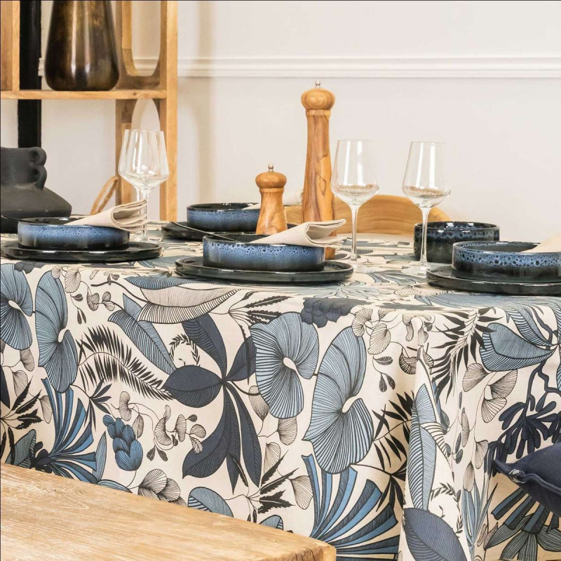 Nappe Lombok marine 200x150cm Sud Étoffe Nappe Lombok marine 200x150cm Sud Étoffe