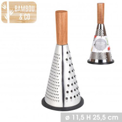 Râpe à fromage conique 3 coupes avec manche en bambou