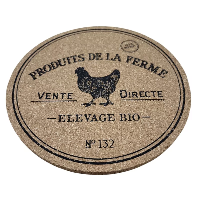 Dessous de plat en liège "Produit de la ferme" D20cm