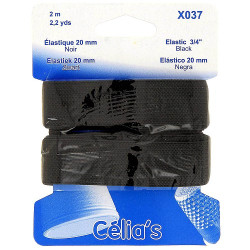 Élastique : 20 mm : Noir : 2 m