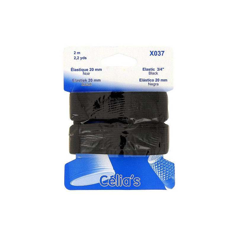Élastique : 20 mm : Noir : 2 m Élastique : 20 mm : Noir : 2 m