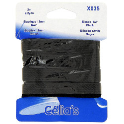 Élastique 12 mm Noir - 2 mètres