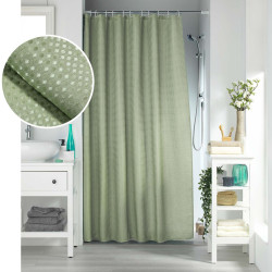 Rideau de douche Quartz sauge 180x200cm - Jacquard uni