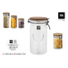 Bocal en verre 1000ml avec couvercle en bois Bocal en verre 1000ml avec couvercle en bois