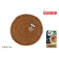 SET TABLE JONC D35CM BORDS COTON ECRU