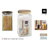 POT CARRE COTELE EN VERRE 1L COUV BOIS 9 POT CARRE COTELE EN VERRE 1L COUV BOIS 9
