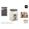 POT CARRE COTELE EN VERRE 0.75L COUV BOI