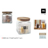 POT CARRE COTELE EN VERRE 0.5L COUV BOIS