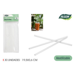Set de 30 Pailles Réutilisable L19.5cm Transparente