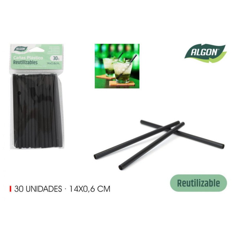 SET 30 PAILLES REUTILISABLE 14x06cm NOIR SET 30 PAILLES REUTILISABLE 14x06cm NOIR