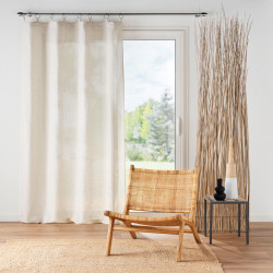 Rideau Pauline à anneaux 140x240cm - Polyester/Lin Uni Beige