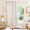 Rideau Lacia 140x240cm - Beige uni, jute et pompons Rideau Lacia 140x240cm - Beige uni, jute et pompons