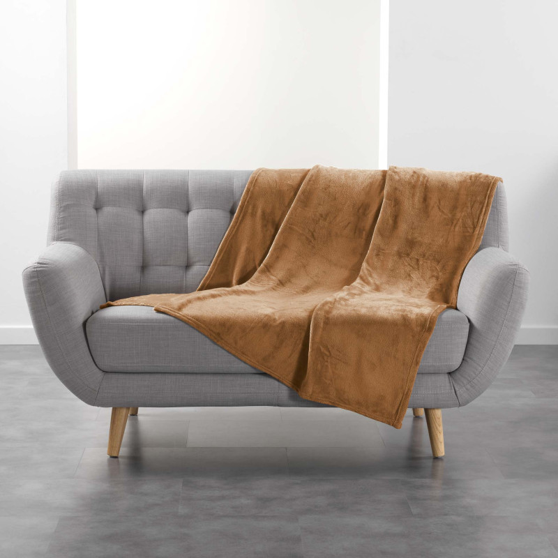 PLAID FLANOU CAMEL 125x150CM FLANELLE UN