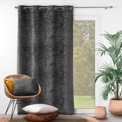 Rideau Occultant Analia Anthracite 140x240cm - Velours Relief Tropical