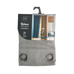 Rideau Casual Gris 140x260cm - Velours Côtelé Occultant
