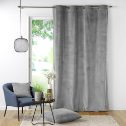 Rideau Casual Gris 140x260cm - Velours Côtelé Occultant