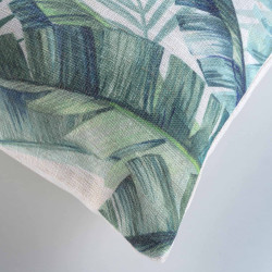Coussin Native 45x45cm - Écru imprimé tropical vert