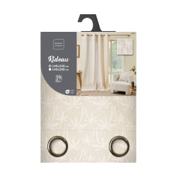Rideau Saharis 140x240cm - Beige Imprimé Palmiers Oeko-Tex