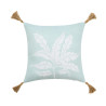 Coussin Hera 40x40cm - Menthe Imprimé Végétal et Pompons