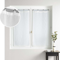 Paire de Voilages Droits Œillet Davina 2x60x120cm - Blanc Tissé Oeko-Tex