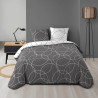 Parure de Lit Elton 240x220cm Microfibre Réversible Gris / Blanc Imprimé Géométrique